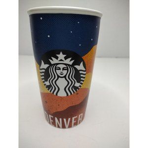 Starbucks Denver Night Sky Ceramic Tumbler 12 Oz Orange Lid Coffee 2016